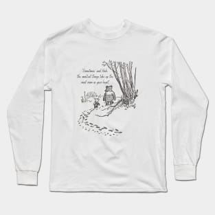 Winnie the Pooh Quote and Drawing Sometimes The Smallest Things Take Up the Most Room in Your Heart Long Sleeve T-Shirt